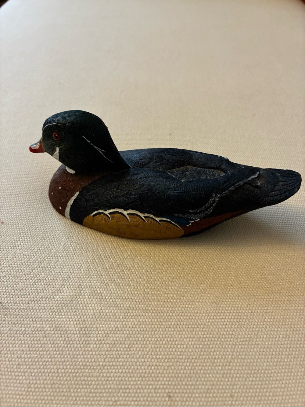 Decorative Wood Duck Figurine - Black and Brown